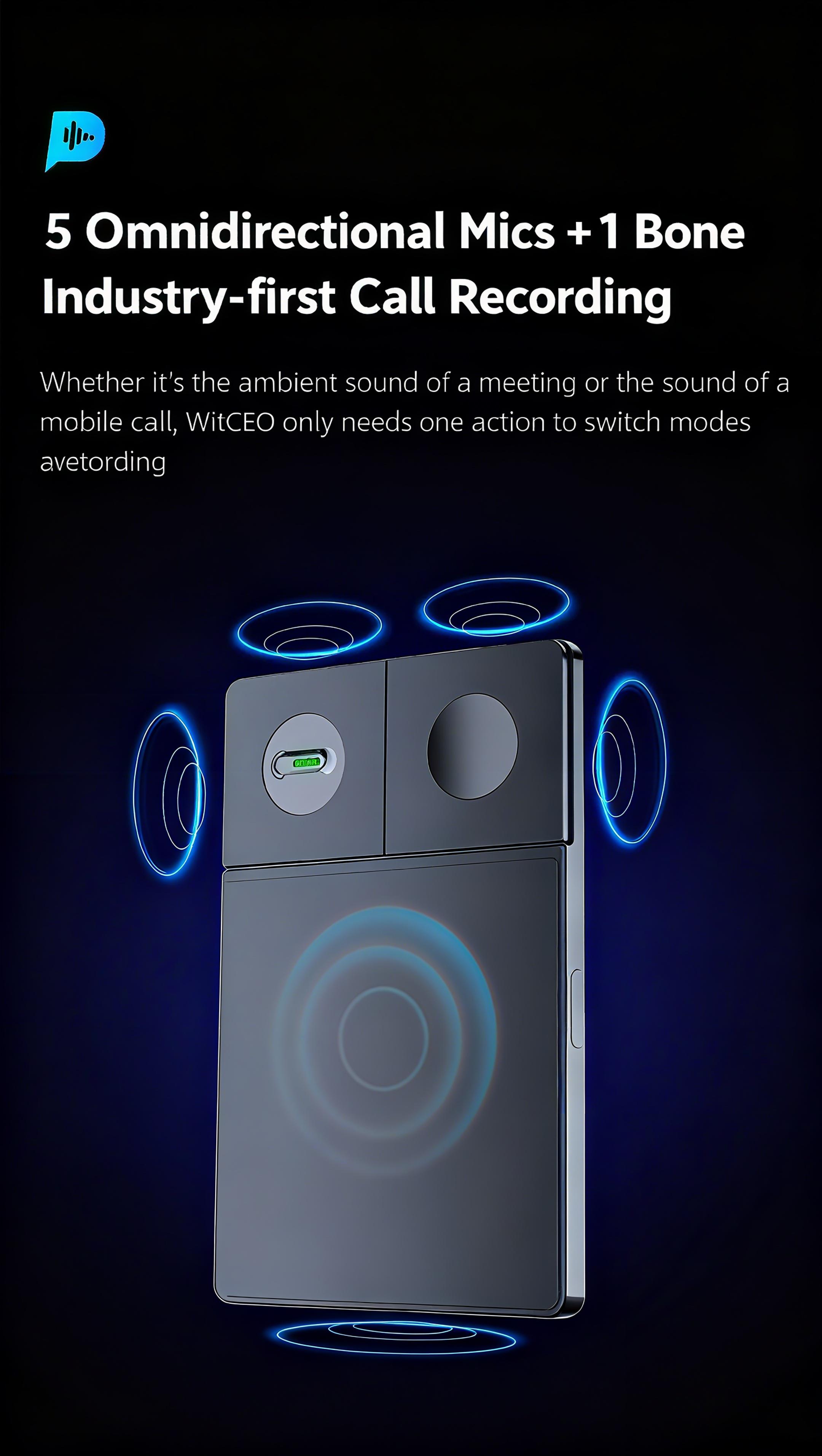 AI Noise-Reduction Voice Recorder 64GB with App, Real-Time Transcription & 112-Language Support for Interviews, Lectures & Calls (Black)