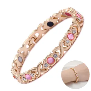 Energy Magnetic Bracelet for Woman,Eco-friendly Alloy with Diamonds,3500 Gauss Per Magnet,Adjustable Ladies' wristband,Valentine's Day gift,Christmas gift