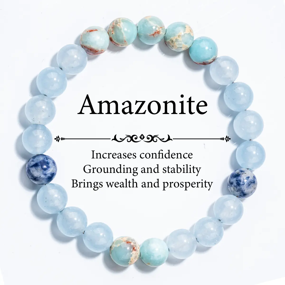 Amazonite & Lapis Lazuli Handcrafted Bead Bracelet - Good Luck & Wealth Crystal Jewelry Gift Lemon Jade