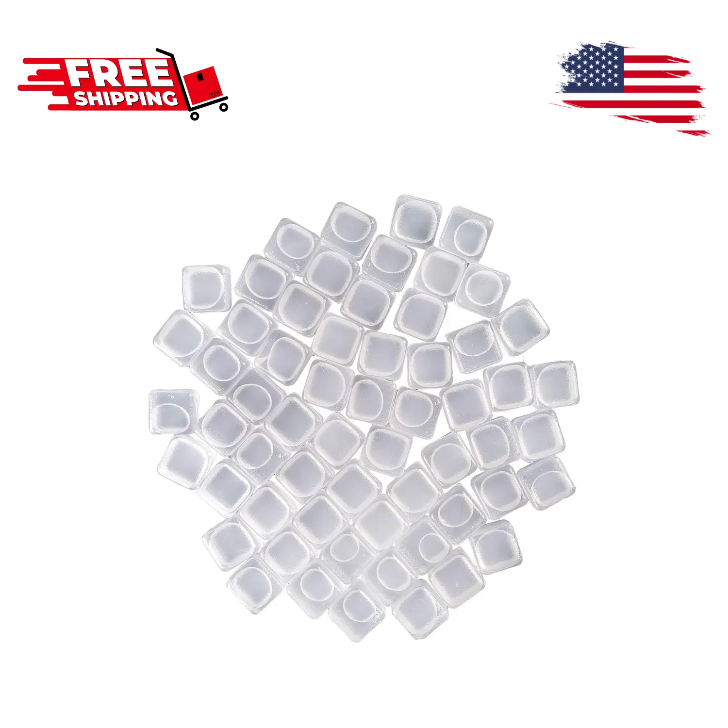 60 Pcs Reuable Ice Cubes White Clear Plastic Ice Cube