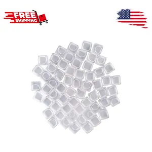 60 Pcs Reuable Ice Cubes White Clear Plastic Ice Cube