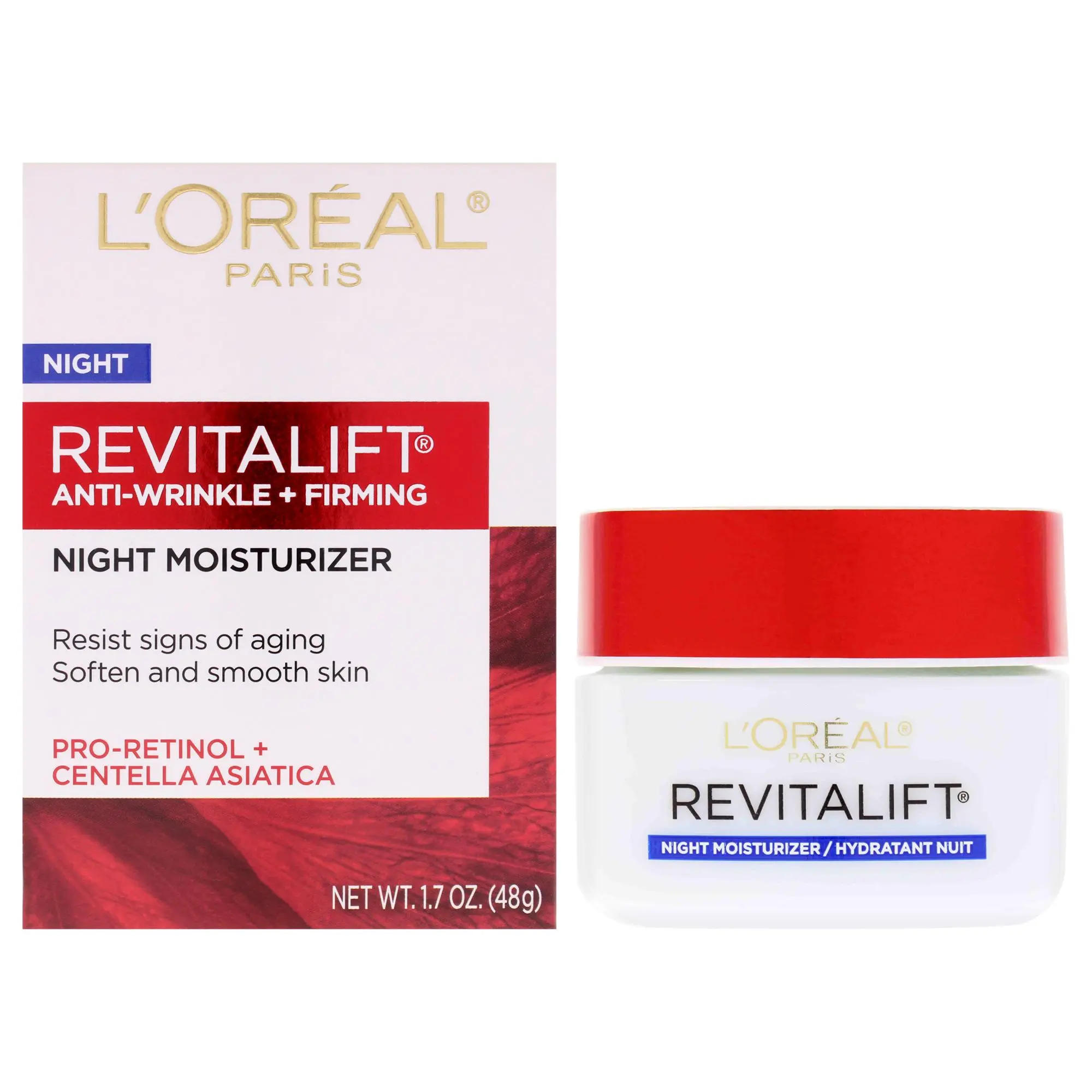 L'Oreal Paris Revitalift Anti-Aging Night Cream - Anti-Wrinkle Firms, Unisex Firming Moisturizer, 1.7 fl oz