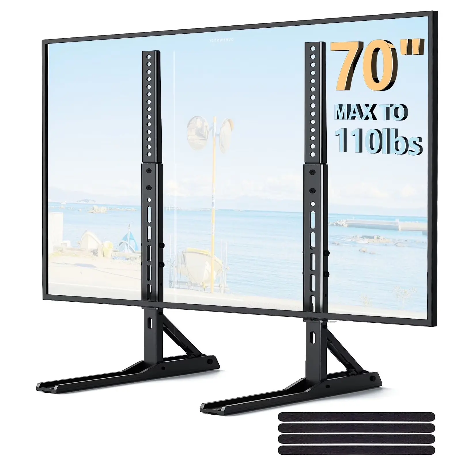 MountFTV Universal Tabletop TV Stand Mount - Height-Adjustable TV Legs for 22-70 inch Flat Screen LCD TVs, with Cable Management, Anti-Tip Engineering, Hardware & Instructions, 800x600 mm Max, 110lbs Capacity, Assembly Required