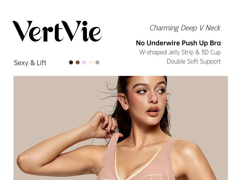Vertvie Jelly Bra Deep V Seamless Wireless Bras Plunge with Wide Straps Everyday T-shirt Bra Comfort & Sexy Vertvie Jelly Bra Deep V Seamless Wireless Bras Plunge with Wide Straps Everyday T-shirt Bra Comfort & Sexy