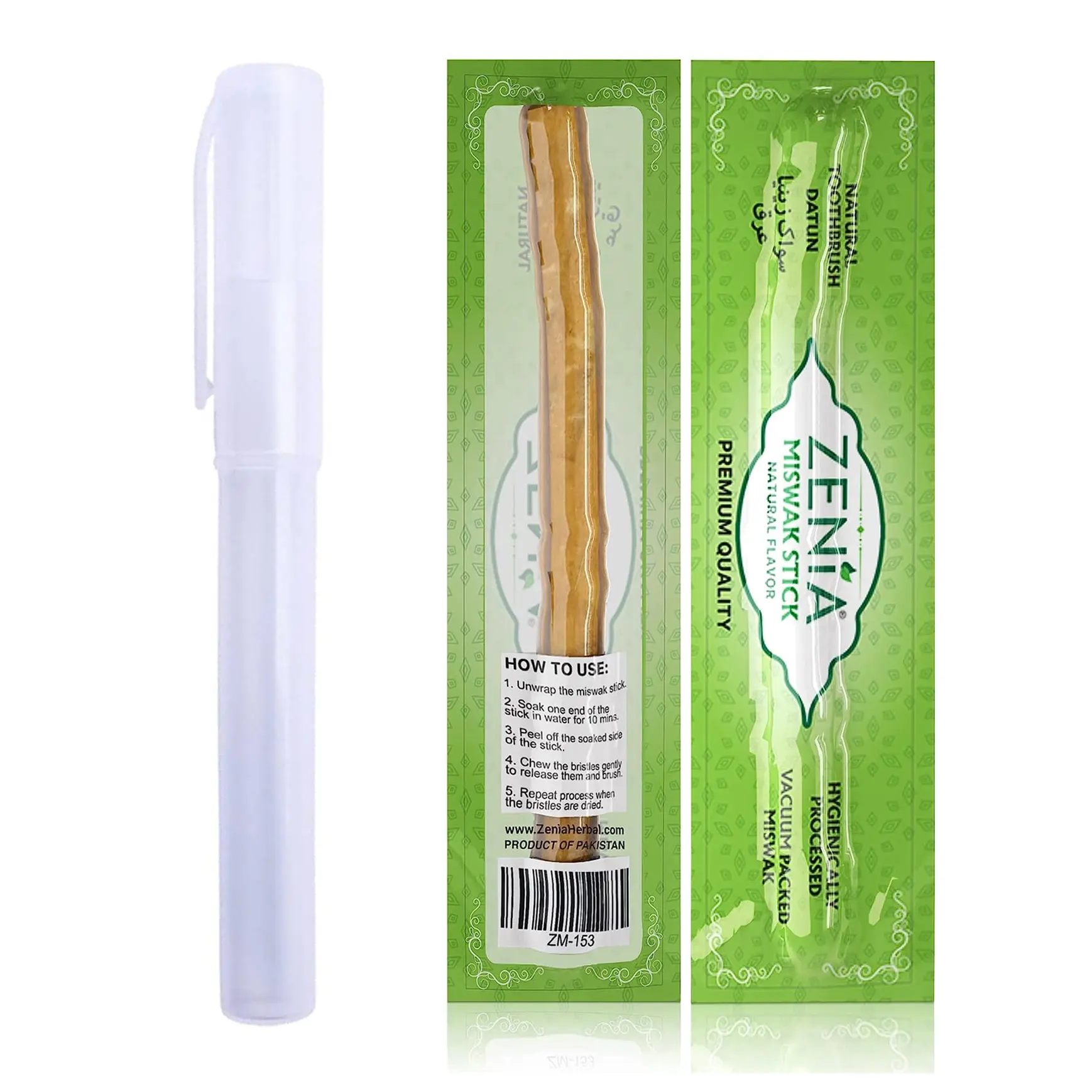 (2 Pack with Holder) Zenia Miswak Sewak Natural Toothbrush Stick Oral Daily Comfort