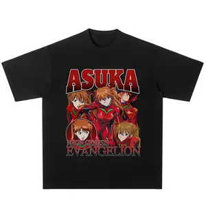 Evangelion Anime T-Shirt Heavy Retro Washed Digital Direct Injection Top