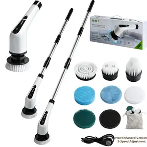 Electric Spin Scrubber Cordless Bathroom Cleaner, Power Shower Scrubber Brush, 9 Heads, 5-Speed IPX7 Waterproof Deep Cleaning Tool for Soap Scum & Hard Water Stains, Bathtub, Tile & Grout, Father’s Day & Housewarming Gift, Summer Cleaning Essential