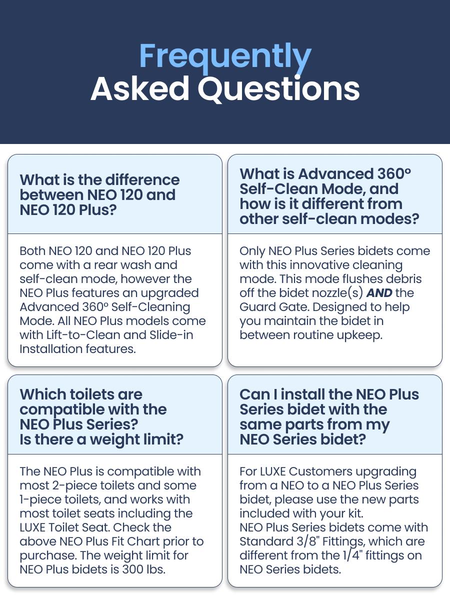 LUXE Bidet NEO 120 Plus - Rear Wash Only, Bidet Attachment for Toilet Seat, Easy Slide-in Install, Patented 360° Self-Clean, and Flip Feature