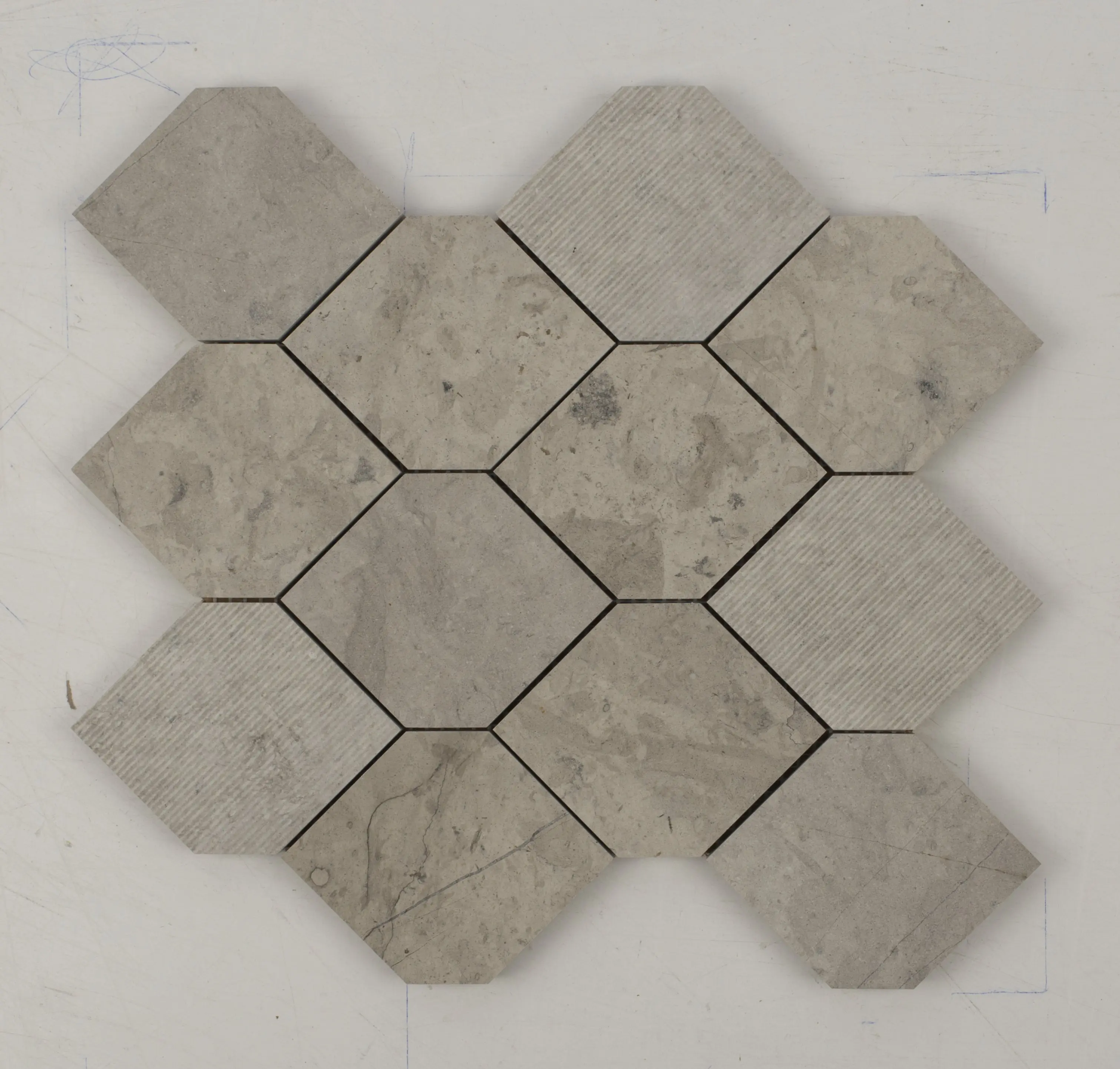 Thala Grey Stretch Honed Hexagon Limestone Mosaic Tile - 1 Sheet, Residential & Commercial Traditional Backsplash Flooring for Home Improvement Projects