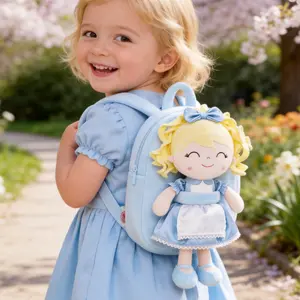 Gloveleya 2-in-1 Princess 9inch Doll Backpack — My First Easter Basket Alternative & Spring Gift for Toddler Girls 2-4, Soft Plush Preschool Bag with Detachable Cuddly Toy Princess
