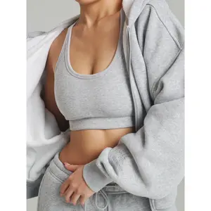 Plush Fleece Zip Hoodie - Heather Grey