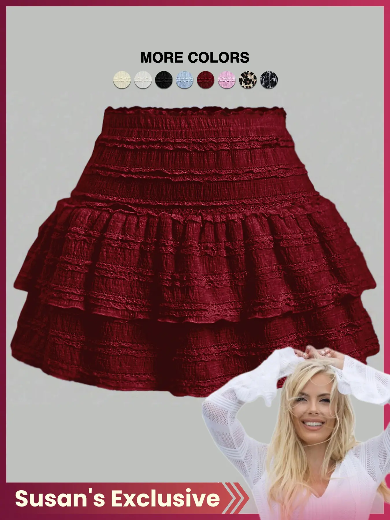 Women's Pleated Ruffle Mini Skirt High Waist Fit with Inner Shorts Shirred Double Layer Flounce Hem Soft Comfortable Fabric Everyday Skort UK