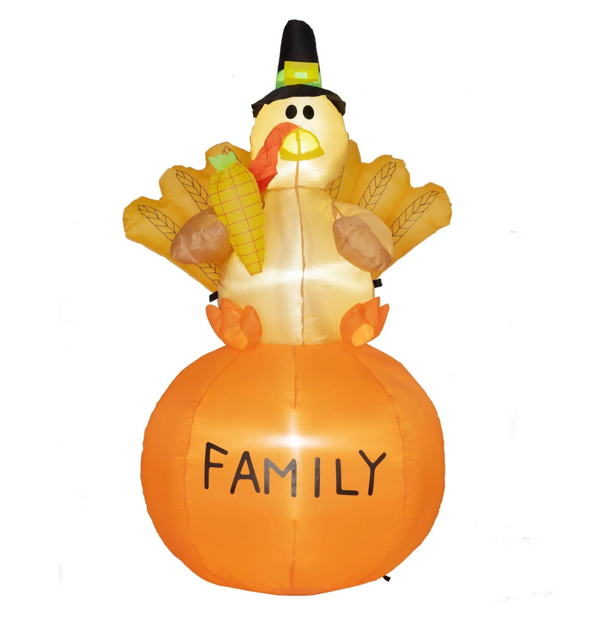 4.9ft Magical Thanksgiving Inflatable Turkey with Motor, LED Lights - Festive Blow-Up Yard Decoration for Indoor, Outdoor Home & Party Supplies