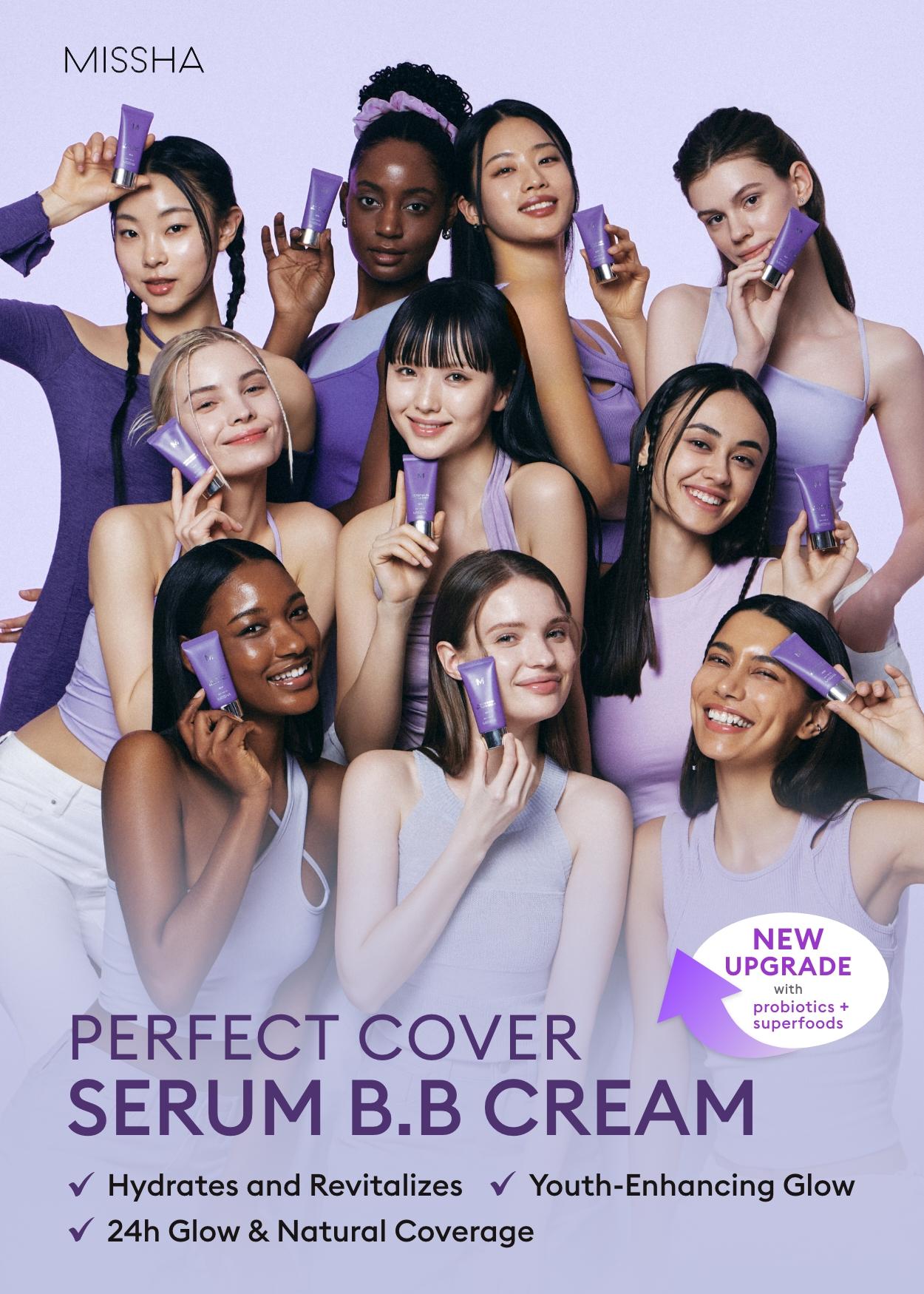 [MISSHA Official] VIRAL BB DUO! M Perfect Cover Serum BB Cream Bundle - Bifida Ferment Lysate Serum-Infused BB Cream Bundle for Anti-Aging Skin Rejuvenation, Skin Tint, Tinted Moisturizer,Glass Skin CardiBB OGBB PurpleBB