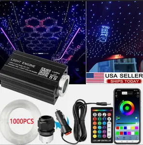 Music Sync Fiber Optic Star Lights 1000pcs 0.5mm Fibers Twinkle with Rhythm APP Control 16 Million Colors for Car Home Decoration
