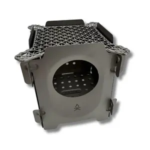 Überleben Stöker | Ultralight Titanium Camp Stove | Interlocking 5-Panel Design | Comes With Waxed Canvas Sleeve