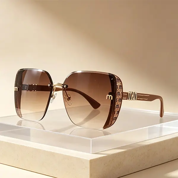 2026 New Unisex Rimless Square Sunglasses - Men's Sunglasses with Luxury Oversized Frame, Gradient UV Lens, Ideal for Driving, Travel, Daily Outings