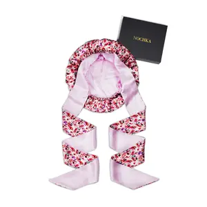 Floral Pure Mulberry Silk Bonnet – Reversible, Adjustable Fit with Silk Ties
