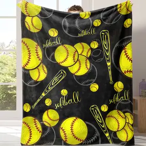 Vibrant Yellow Softball Pattern Blanket Memorable Softball Team Blanket – A Warm Tribute to the Love of the Game!Suitable for use in offices, sofas, and travel settings, etc Suitable for giving as gifts to friends, parents and children