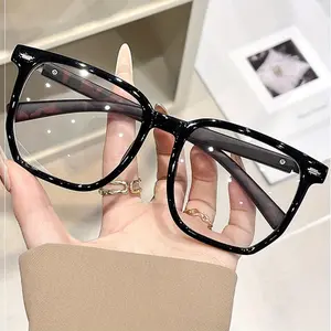 Large Frame Oversized Square Clear Lens Reading Glasses for Women Men, Fashion TR90 Eyeglasses with Diopters +0.50 to +4.00, Trendy Presbyopic Glasses for Daily Wear High Quality Eyewear Black