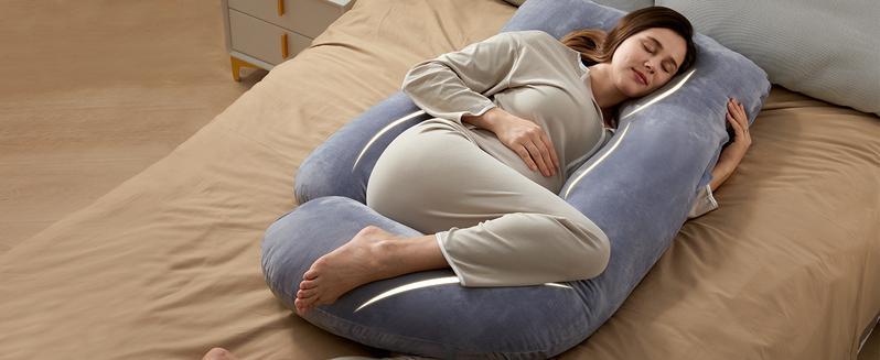 Pregnancy pillow, U-shaped full-body pregnancy pillow with removable pillowcase, 57-inch pregnancy sleeping pillow, gray.