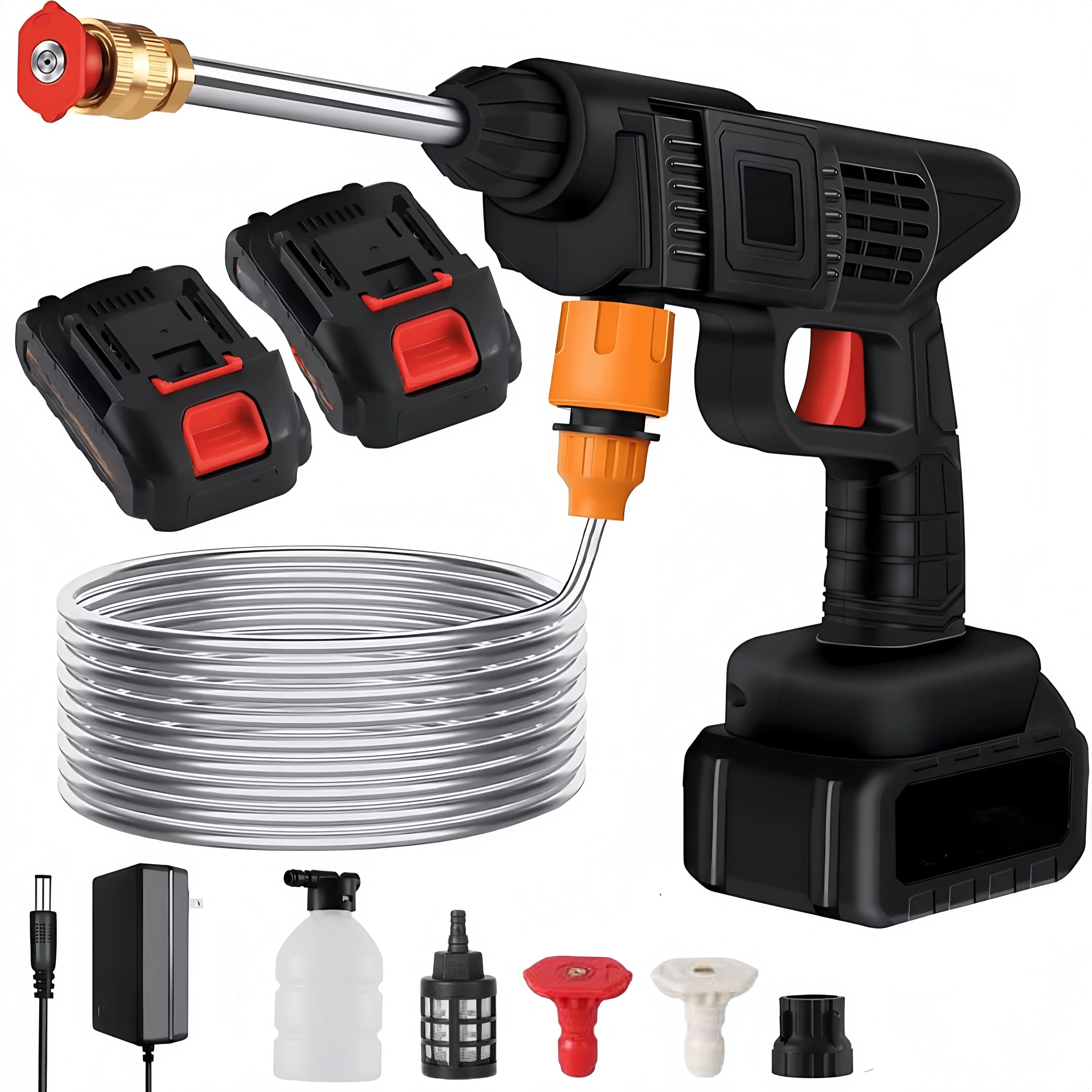 3-In-1 21V Portable Cordless Electric High Pressure Water Spray Gun Car Washer