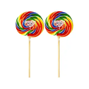Whirly Pop Rainbow Swirl Lollipops - 1.5oz (Pack of 2) - 3" Individually Wrapped Lollipop Candy - Rainbow Mix Fruit Flavoured Hard Candy - Ideal Snack for Party Favors, Cake Topper & Goodie Bags