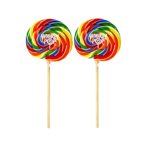 Whirly Pop Rainbow Swirl Lollipops - 1.5oz (Pack of 2) - 3" Individually Wrapped Lollipop Candy - Rainbow Mix Fruit Flavoured Hard Candy - Ideal Snack for Party Favors, Cake Topper & Goodie Bags