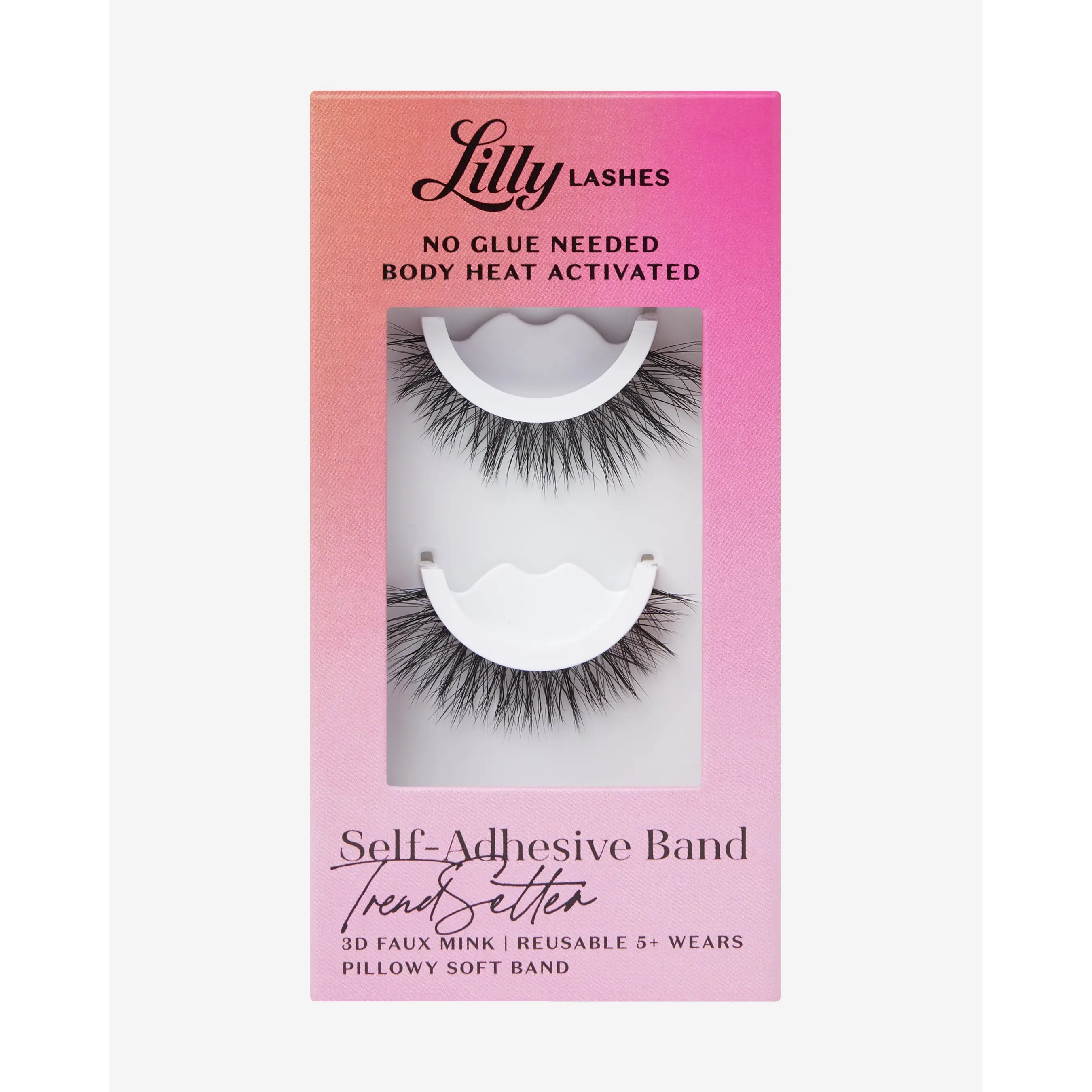 Self-Adhesive Eyelashes TrendSetter | Lilly Lashes 3D Faux Mink | No Glue Needed, Body Heat Activated