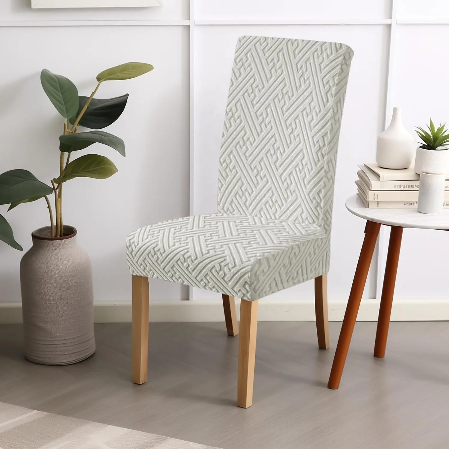 Spandex Jacquard Dining Chair Protector Set, 4/6-Piece Removable Washable Elastic Universal Covers - Easily Transform Chairs' Look for Home, Dining Rooms, Stretch Chair Slipcovers