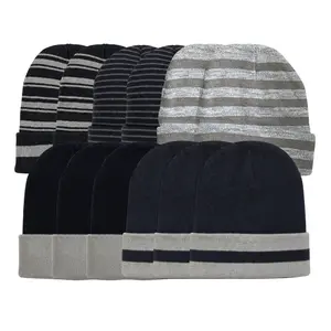 Men's Knit Cuffed Beanie Cuffed Thick Premium Quality Knitted Slouchy Beanie for Men 1/2/3/4/5/6/12 Pack Women Unisex Winter Cozy Warm Hat Acrylic Ski Stocking Cuffed Cap Skull Cap Assorted Value Pack