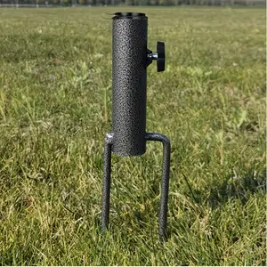 Heavy-Duty Adjustable Height Ground Anchor Stand, Heavy Metal Bracket with 14" Deep Sturdy Base Plate, Portable Leg Design, Windproof & Stable Outdoor Use, Ideal for Flags Umbrellas Fishing Rods Lawn Soil Sand Snow, Adjustable Height & Depth 1pc