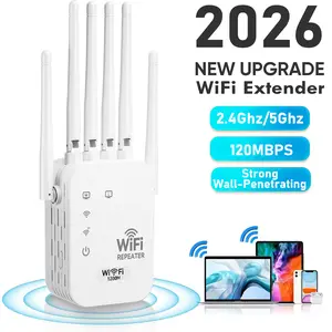 WiFi Repeater, WiFi Extender Signal Booster for Home, 9,800 sq ft Coverage, Repeater/AP Mode, 6 Antennas, Ethernet Port, WPA2, Supports 150+ Devices, for Home Studios, Play YouTube and TikTok videos,Remote Workspaces