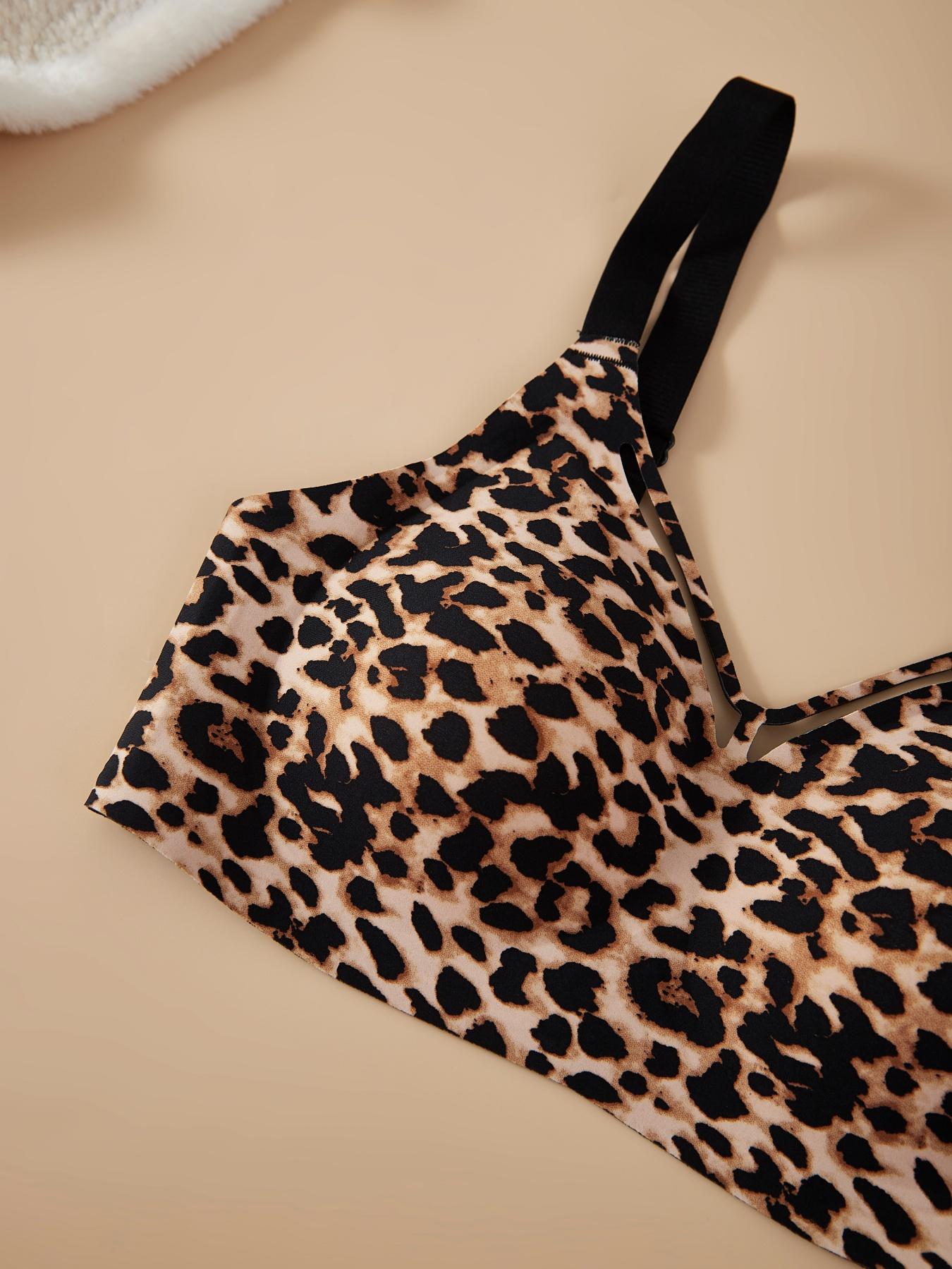 COKE Leopard Jelly Wireless Push Up Bra 1PC - Seamless Deep V Bralette for Women |    Comfy T-Shirt Bra for Everyday Wear (S-3XL)