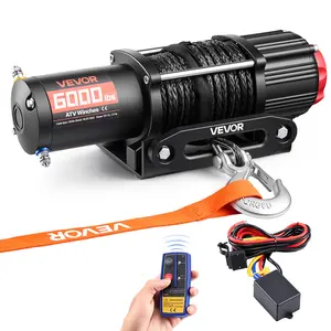 VEVOR 6000 lbs Electric Winch, 12V DC ATV/UTV Winch with Φ0.24 in x 49.2 ft Synthetic Rope, Wireless & Wired Remote Control, IP55 Waterproof, with Fairlead Mount Plate for Towing ATV UTV Off-Road