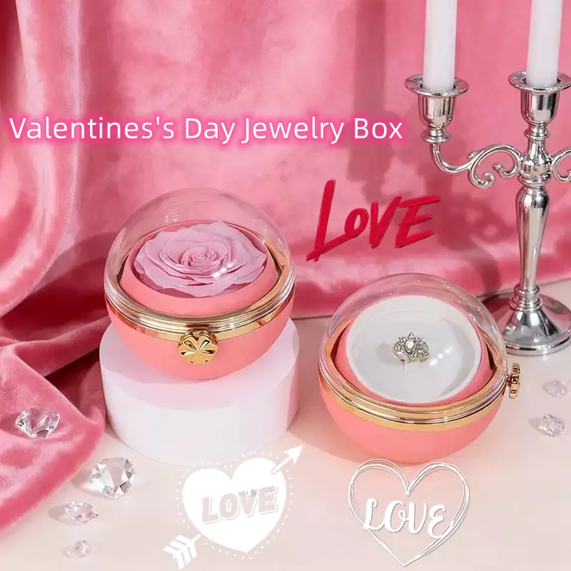 Oufer Preserved Fresh Flower Jewelry Organiser for Women - Valentine's Day Gift Home Storage Box (Box Only), Boxes