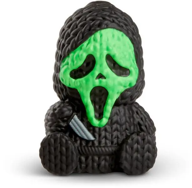 New Handmade by Robots Ghost Face #009 1.75 in Tall Fluorescent Green Micro Vinyl Art Toy - Knit Look Collectible Figure, TV/Movie Character Figurine for Display Play