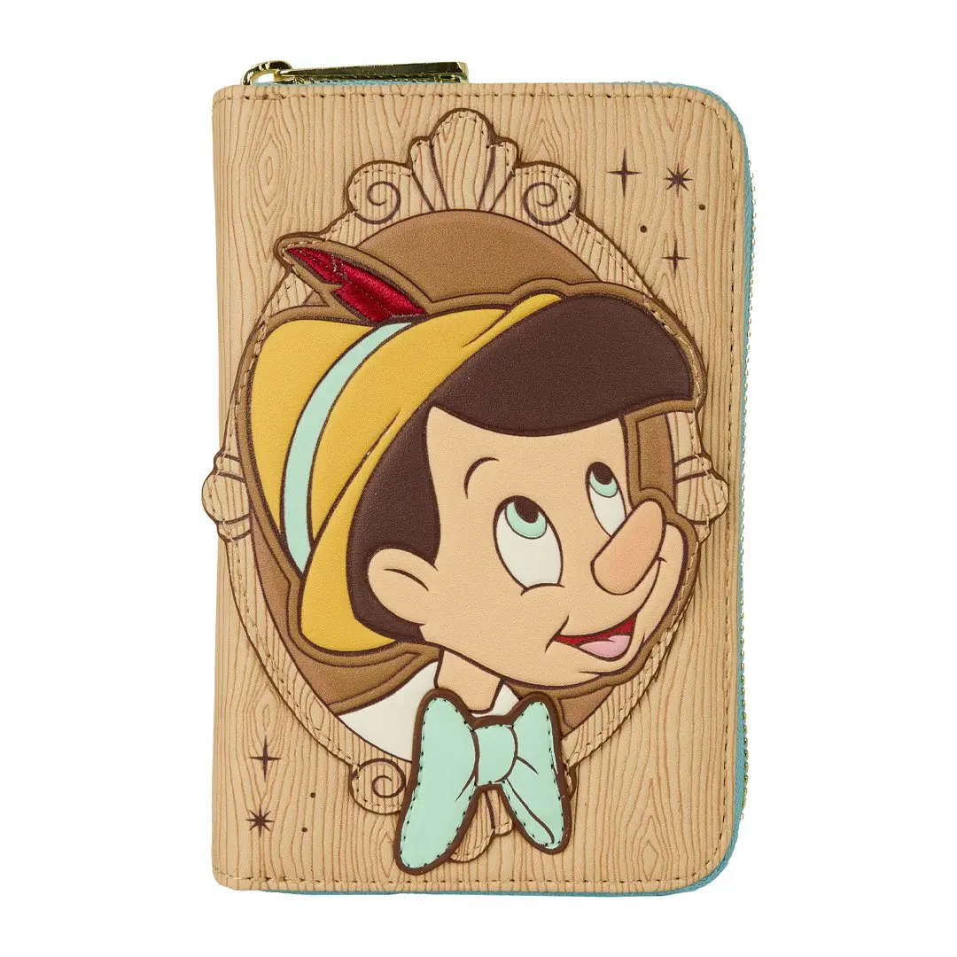 Loungefly Women's Disney Pinocchio Graphic Long Wallet, Basic Casual Faux Leather with Debossed Woodgrain Details, Lightweight, Zip