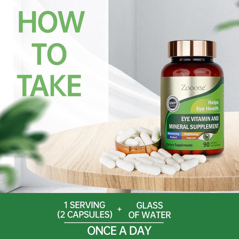 Zooone Eye Vitamin & Mineral Supplement - Lutein 180mg with Zeaxanthin for Eye Health - 90 Tablets - GMP Certified - US- Healthcare-L1