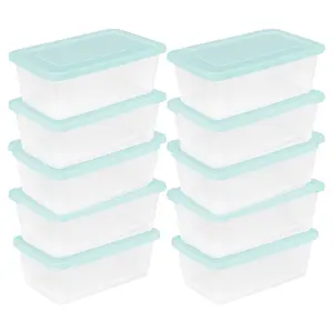 Sterilite 6 Qt Storage Boxes, Clear Plastic Containers with Lid, Set of 10, Mint