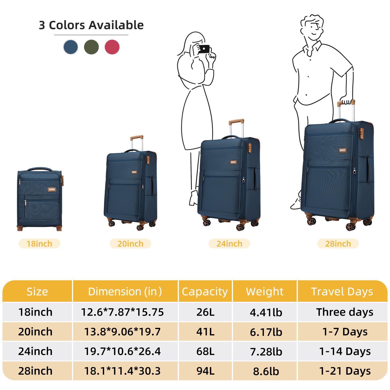 Multi Compartment 4 Piece Expandable Luggage Collection with New Silent Spinner Wheels TSA Locks(16in 20in 24in 28in)