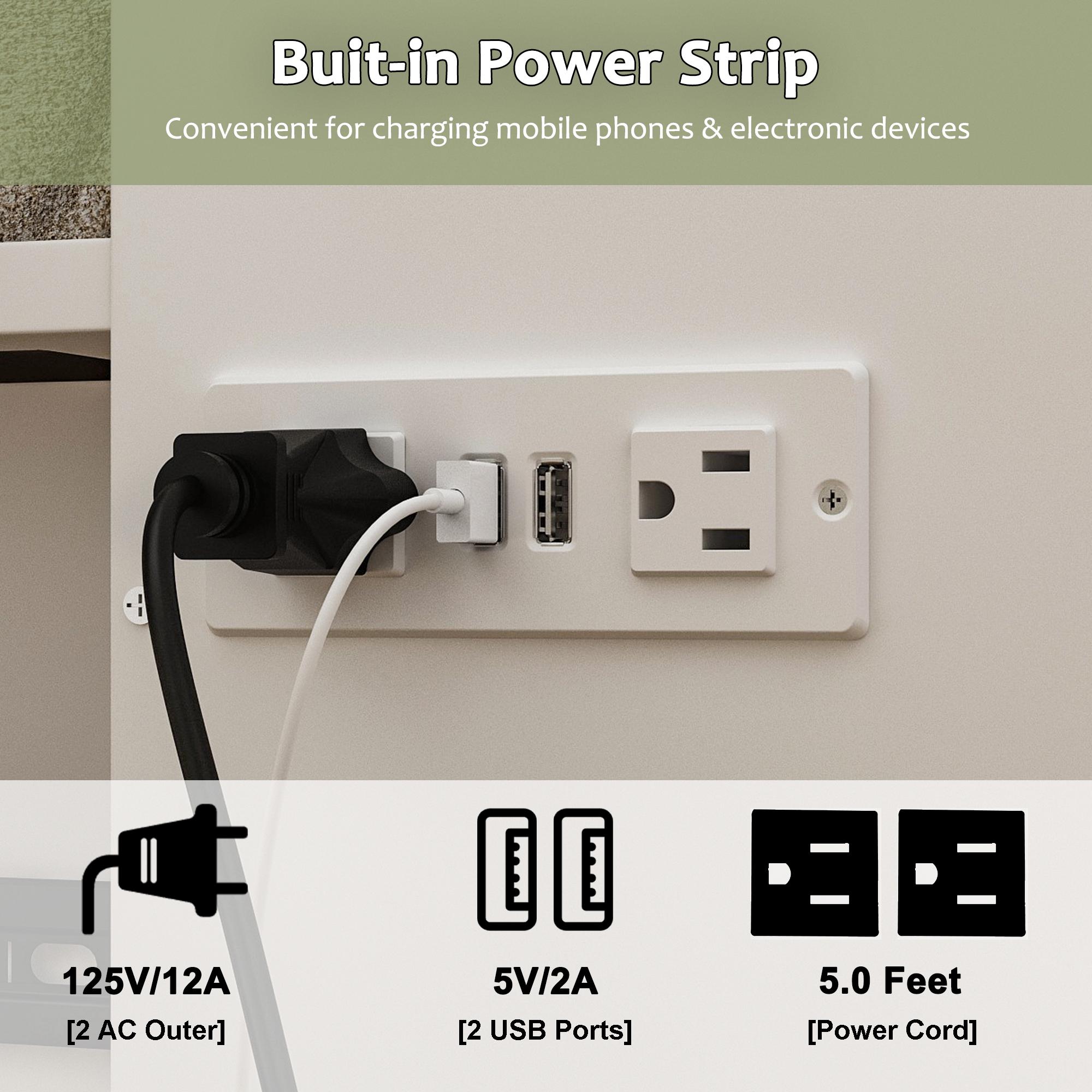 FUFU&GAGA Twin Murphy Bed w/ Built-In Charging Station, 2-in-1 Cabinet Bed & Chest, Large Storage Drawer, Space-Saving Foldable for Bedroom/Office