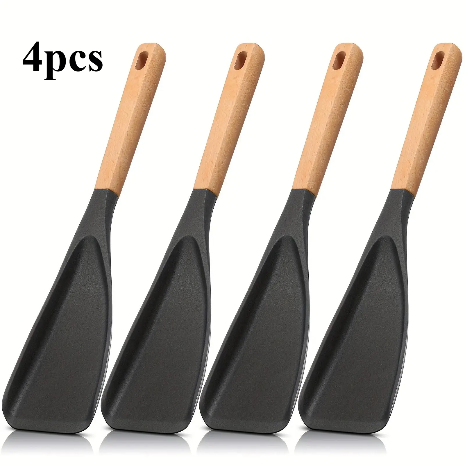 4-Piece Heat-Resistant Nonstick Grill Spatula Set - 100% Silicone Spatulas & Turners, Kitchen Supplies, 446°F/230°C Tolerance, Wide Mouth Design, Easy-to-Clean, Eggs Lift Cleanly, Fish Lift Control, Pan & Grill Compatible, Mother’s Day Gift, 230°C Pan Rea