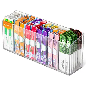 AIEVE Drink Packet Organizer, Water Drink Packet Holder with Removable Divider, Water Flavor Packet Organization Container for Kitchen Organizers and Storage (6 Compartments) HydrationStation.FlavorPackets.WaterTok.Coffee.Tea Station.Fitness.Wellness.