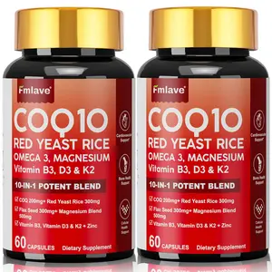 2-pack | Fmlave COQ10 | With 300mg Red Yeast Rice & 200mg CoQ10 | Supports Heart & Vascular Health, Relieves Muscle Discomfort, Boosts Energy & Vitality | Ideal for Fitness Enthusiasts, Overtime Workers, Seniors | 60 Capsules, Easy-to-Absorb