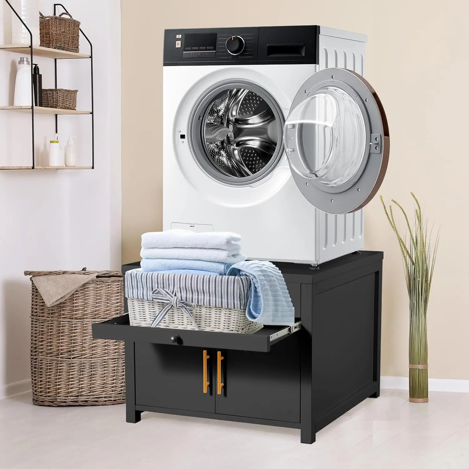 Laundry Pedestal 700 LBS Capacity Washer and Dryer Stand, Shock-Proof Design, White, 29"L x 29"W x 23"H Durable Appliances