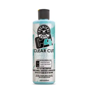 CHEMICAL GUYS C4 Clear Cut Correction Compound (16oz) - Moderately Abrasive for Medium Scratches, Water Spots, Swirls, & Etching, Fast Cutting Paint Correction