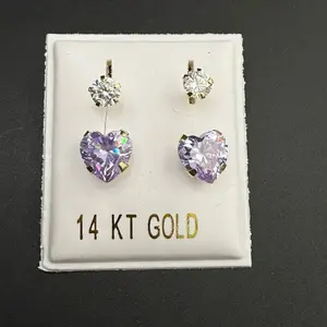 14k gold Purple Heart earrings