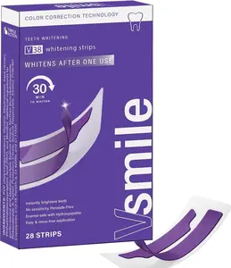 VSmile V38 Teeth Whitening Strips, 28 Count – Peroxide-Free Purple Color Correcting Teeth Whitener Strips with Pap+ & Hydroxyapatite, Enamel Safe, No Sensitivity