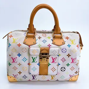 Pre-owned Louis Vuitton leather Shoulder Bags White Monogram Multicolore Speedy 30 Bag